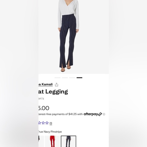 SOLDNorma Kamali Women’s Split Hem Spat Leggings.Color:Woven Pinstripe.SizeLarge - Picture 10 of 10